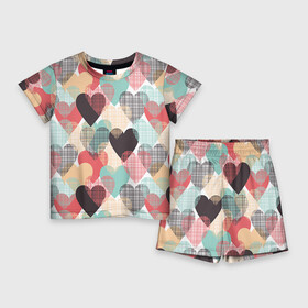 Детский костюм с шортами 3D с принтом Сердечки в Белгороде,  |  | Тематика изображения на принте: 14 февраля | love | валентин | влюбленные | любовь | сердечко | сердце