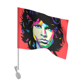 Флаг для автомобиля с принтом Jim morrison в Белгороде, 100% полиэстер | Размер: 30*21 см | jim morrison джим моррисон | поп арт | портрет