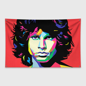 Флаг-баннер с принтом Jim morrison в Белгороде, 100% полиэстер | размер 67 х 109 см, плотность ткани — 95 г/м2; по краям флага есть четыре люверса для крепления | jim morrison джим моррисон | поп арт | портрет