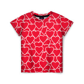 Детская футболка 3D с принтом Сердца в Белгороде, 100% гипоаллергенный полиэфир | прямой крой, круглый вырез горловины, длина до линии бедер, чуть спущенное плечо, ткань немного тянется | любовь | орнамент | сердца