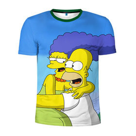 Мужская футболка 3D спортивная с принтом Гомер и Мардж в Белгороде, 100% полиэстер с улучшенными характеристиками | приталенный силуэт, круглая горловина, широкие плечи, сужается к линии бедра | гомер