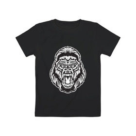 Детская футболка хлопок с принтом Голова гориллы в Белгороде, 100% хлопок | круглый вырез горловины, полуприлегающий силуэт, длина до линии бедер | 