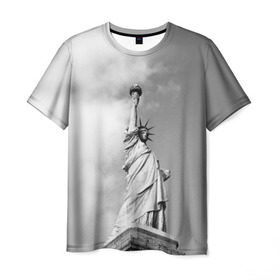 Мужская футболка 3D с принтом Статуя Свободы в Белгороде, 100% полиэфир | прямой крой, круглый вырез горловины, длина до линии бедер | америка | нью йорк | статуя свободы | сша | штаты