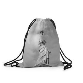 Рюкзак-мешок 3D с принтом Статуя Свободы в Белгороде, 100% полиэстер | плотность ткани — 200 г/м2, размер — 35 х 45 см; лямки — толстые шнурки, застежка на шнуровке, без карманов и подкладки | америка | нью йорк | статуя свободы | сша | штаты