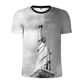 Мужская футболка 3D спортивная с принтом Статуя Свободы в Белгороде, 100% полиэстер с улучшенными характеристиками | приталенный силуэт, круглая горловина, широкие плечи, сужается к линии бедра | америка | нью йорк | статуя свободы | сша | штаты