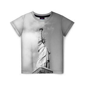 Детская футболка 3D с принтом Статуя Свободы в Белгороде, 100% гипоаллергенный полиэфир | прямой крой, круглый вырез горловины, длина до линии бедер, чуть спущенное плечо, ткань немного тянется | америка | нью йорк | статуя свободы | сша | штаты