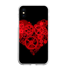 Чехол для iPhone XS Max матовый с принтом Механическое сердце в Белгороде, Силикон | Область печати: задняя сторона чехла, без боковых панелей | Тематика изображения на принте: контраст | любовь | механическое | сердце | шестеренки