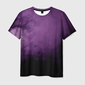 Мужская футболка 3D с принтом Фиолетовый дым в Белгороде, 100% полиэфир | прямой крой, круглый вырез горловины, длина до линии бедер | smoke | дым