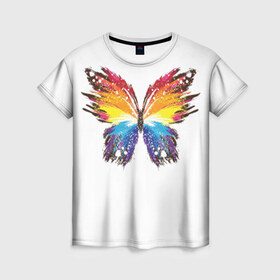 Женская футболка 3D с принтом Butterfly в Белгороде, 100% полиэфир ( синтетическое хлопкоподобное полотно) | прямой крой, круглый вырез горловины, длина до линии бедер | 