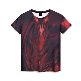 Женская футболка 3D с принтом Shadow fiend в Белгороде, 100% полиэфир ( синтетическое хлопкоподобное полотно) | прямой крой, круглый вырез горловины, длина до линии бедер | dota | shadow fiend | дота | сф