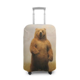 Чехол для чемодана 3D с принтом Медведь в поле в Белгороде, 86% полиэфир, 14% спандекс | двустороннее нанесение принта, прорези для ручек и колес | bear | медведь | одуванчики | русский медведь в чистом русском поле мечта патриотаполе | сено