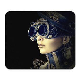 Коврик прямоугольный с принтом Девушка steampunk в Белгороде, натуральный каучук | размер 230 х 185 мм; запечатка лицевой стороны | девушка steampunk | киберпанк | кожа | очки | шляпа
