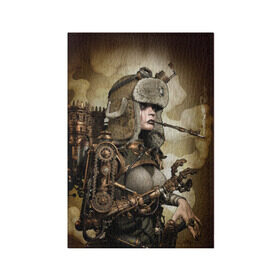 Обложка для паспорта матовая кожа с принтом Девушка steampunk в Белгороде, натуральная матовая кожа | размер 19,3 х 13,7 см; прозрачные пластиковые крепления | девушка steampunk | киберпанк | очки | шапка