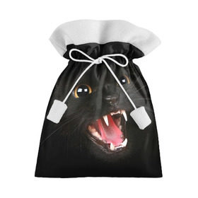 Подарочный 3D мешок с принтом Черный кот в Белгороде, 100% полиэстер | Размер: 29*39 см | Тематика изображения на принте: глаза | клыки | хищник | черный кон