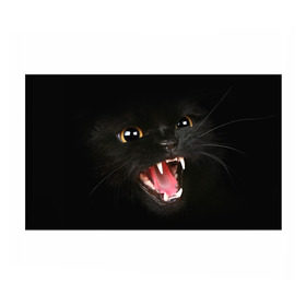 Бумага для упаковки 3D с принтом Черный кот в Белгороде, пластик и полированная сталь | круглая форма, металлическое крепление в виде кольца | Тематика изображения на принте: глаза | клыки | хищник | черный кон