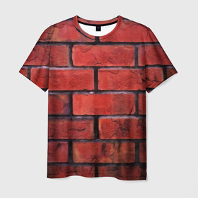 Мужская футболка 3D с принтом Кирпич в Белгороде, 100% полиэфир | прямой крой, круглый вырез горловины, длина до линии бедер | камень | кирпич | красные | новые | прикольные | текстуры