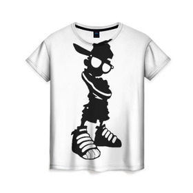 Женская футболка 3D с принтом Пацанчик в Белгороде, 100% полиэфир ( синтетическое хлопкоподобное полотно) | прямой крой, круглый вырез горловины, длина до линии бедер | кепка | крутой | очки | парень | пацан | силуэт | хип | хоп