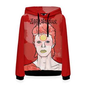 Женская толстовка 3D с принтом Ziggy Stardust в Белгороде, 100% полиэстер  | двухслойный капюшон со шнурком для регулировки, мягкие манжеты на рукавах и по низу толстовки, спереди карман-кенгуру с мягким внутренним слоем. | bowie | david | ziggy stardust | боуи | дэвид | музыкант | певец | рок