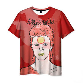 Мужская футболка 3D с принтом Ziggy Stardust в Белгороде, 100% полиэфир | прямой крой, круглый вырез горловины, длина до линии бедер | bowie | david | ziggy stardust | боуи | дэвид | музыкант | певец | рок