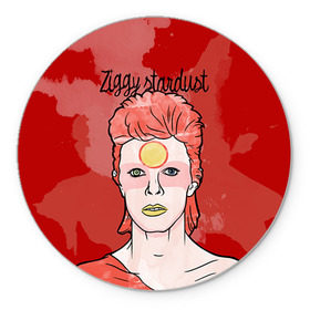 Коврик круглый с принтом Ziggy Stardust в Белгороде, резина и полиэстер | круглая форма, изображение наносится на всю лицевую часть | bowie | david | ziggy stardust | боуи | дэвид | музыкант | певец | рок