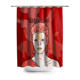 Штора 3D для ванной с принтом Ziggy Stardust в Белгороде, 100% полиэстер | плотность материала — 100 г/м2. Стандартный размер — 146 см х 180 см. По верхнему краю — пластиковые люверсы для креплений. В комплекте 10 пластиковых колец | bowie | david | ziggy stardust | боуи | дэвид | музыкант | певец | рок