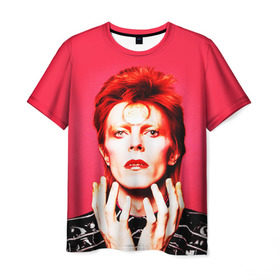 Мужская футболка 3D с принтом Ziggy Stardust в Белгороде, 100% полиэфир | прямой крой, круглый вырез горловины, длина до линии бедер | Тематика изображения на принте: bowie | david | ziggy stardust | боуи | дэвид | музыкант | певец | рок
