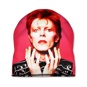 Шапка 3D с принтом Ziggy Stardust в Белгороде, 100% полиэстер | универсальный размер, печать по всей поверхности изделия | Тематика изображения на принте: bowie | david | ziggy stardust | боуи | дэвид | музыкант | певец | рок