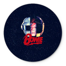 Коврик круглый с принтом Bowie в Белгороде, резина и полиэстер | круглая форма, изображение наносится на всю лицевую часть | bowie | david | боуи | дэвид | музыкант | певец | рок