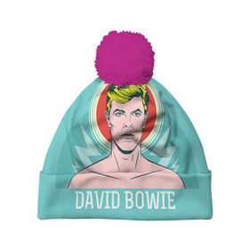 Шапка 3D c помпоном с принтом David Bowie в Белгороде, 100% полиэстер | универсальный размер, печать по всей поверхности изделия | Тематика изображения на принте: bowie | david | боуи | дэвид | музыкант | певец | рок