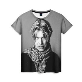 Женская футболка 3D с принтом Дэвид Боуи в Белгороде, 100% полиэфир ( синтетическое хлопкоподобное полотно) | прямой крой, круглый вырез горловины, длина до линии бедер | bowie | david | боуи | дэвид | музыкант | певец | рок