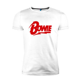 Мужская футболка премиум с принтом Bowie надпись в Белгороде, 92% хлопок, 8% лайкра | приталенный силуэт, круглый вырез ворота, длина до линии бедра, короткий рукав | Тематика изображения на принте: bowie | david | боуи | дэвид | музыкант | певец | рок
