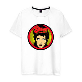 Мужская футболка хлопок с принтом Bowie art в Белгороде, 100% хлопок | прямой крой, круглый вырез горловины, длина до линии бедер, слегка спущенное плечо. | bowie | david | боуи | дэвид | музыкант | певец | рок
