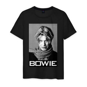 Мужская футболка хлопок с принтом Легендарный Боуи в Белгороде, 100% хлопок | прямой крой, круглый вырез горловины, длина до линии бедер, слегка спущенное плечо. | bowie | david | боуи | дэвид | музыкант | певец | рок