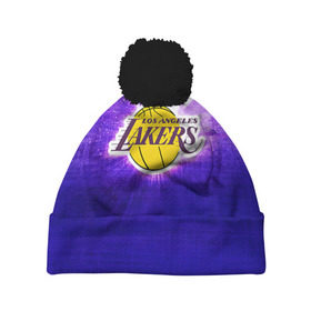 Шапка 3D c помпоном с принтом Los Angeles Lakers в Белгороде, 100% полиэстер | универсальный размер, печать по всей поверхности изделия | basketball | la | lakers | los angeles | nba | баскет | баскетбол | баскетбольный | лейкерс | нба | спорт