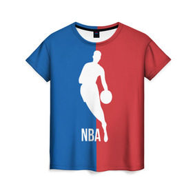 Женская футболка 3D с принтом Эмблема NBA в Белгороде, 100% полиэфир ( синтетическое хлопкоподобное полотно) | прямой крой, круглый вырез горловины, длина до линии бедер | basketball | nba | баскет | баскетбол | баскетбольный | нба | спорт | эмблема