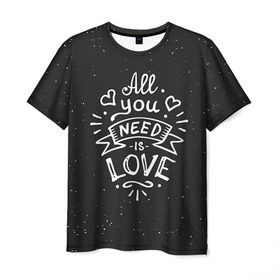 Мужская футболка 3D с принтом Любовь надпись в Белгороде, 100% полиэфир | прямой крой, круглый вырез горловины, длина до линии бедер | 14 февраля | love | влюбленный | день святого валентина | любовь | милый | романтика | сердце