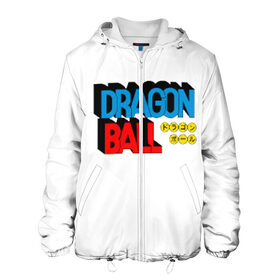 Мужская куртка 3D с принтом Dragon Ball Logo в Белгороде, ткань верха — 100% полиэстер, подклад — флис | прямой крой, подол и капюшон оформлены резинкой с фиксаторами, два кармана без застежек по бокам, один большой потайной карман на груди. Карман на груди застегивается на липучку | болл | драгон | лого | логотип