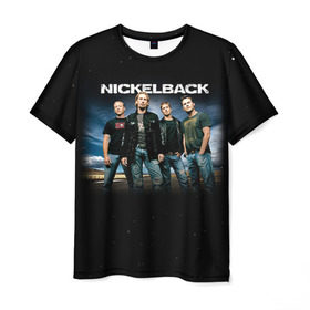 Мужская футболка 3D с принтом Nickelback в Белгороде, 100% полиэфир | прямой крой, круглый вырез горловины, длина до линии бедер | nickelback | группа | никельбэк | рок