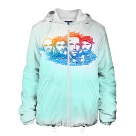 Мужская куртка 3D с принтом Coldplay в Белгороде, ткань верха — 100% полиэстер, подклад — флис | прямой крой, подол и капюшон оформлены резинкой с фиксаторами, два кармана без застежек по бокам, один большой потайной карман на груди. Карман на груди застегивается на липучку | 