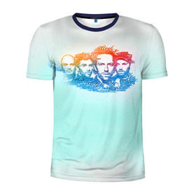 Мужская футболка 3D спортивная с принтом Coldplay в Белгороде, 100% полиэстер с улучшенными характеристиками | приталенный силуэт, круглая горловина, широкие плечи, сужается к линии бедра | 