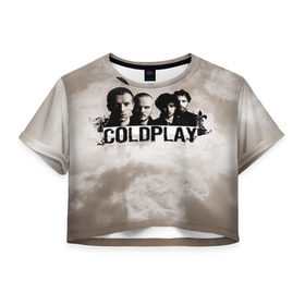 Женская футболка 3D укороченная с принтом Coldplay в Белгороде, 100% полиэстер | круглая горловина, длина футболки до линии талии, рукава с отворотами | coldplay | rock | колдплэй | рок