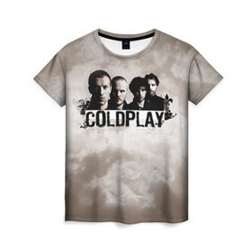 Женская футболка 3D с принтом Coldplay в Белгороде, 100% полиэфир ( синтетическое хлопкоподобное полотно) | прямой крой, круглый вырез горловины, длина до линии бедер | coldplay | rock | колдплэй | рок