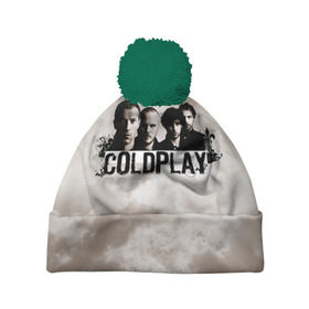 Шапка 3D c помпоном с принтом Coldplay в Белгороде, 100% полиэстер | универсальный размер, печать по всей поверхности изделия | coldplay | rock | колдплэй | рок