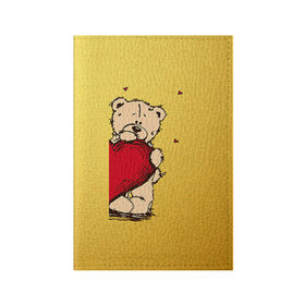 Обложка для паспорта матовая кожа с принтом Медведи а в Белгороде, натуральная матовая кожа | размер 19,3 х 13,7 см; прозрачные пластиковые крепления | 14 февраля | heart | love | влюбленные | день святого валентина | лав | любовь | пара | подарок | сердечки | сердце