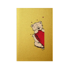 Обложка для паспорта матовая кожа с принтом Медведи б в Белгороде, натуральная матовая кожа | размер 19,3 х 13,7 см; прозрачные пластиковые крепления | Тематика изображения на принте: 14 февраля | heart | love | влюбленные | день святого валентина | лав | любовь | пара | подарок | сердечки | сердце