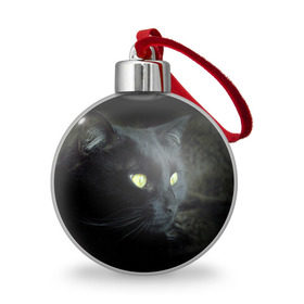 Ёлочный шар с принтом Черный в Белгороде, Пластик | Диаметр: 77 мм | домашняя | животное | кот | котэ | кошка | черный