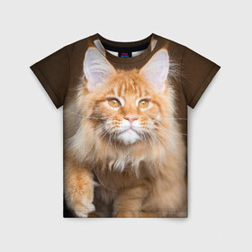 Детская футболка 3D с принтом Кот в Белгороде, 100% гипоаллергенный полиэфир | прямой крой, круглый вырез горловины, длина до линии бедер, чуть спущенное плечо, ткань немного тянется | домашняя | животное | кот | котэ | кошка
