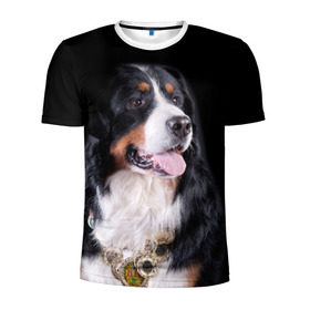 Мужская футболка 3D спортивная с принтом Бернский зенненхунд в Белгороде, 100% полиэстер с улучшенными характеристиками | приталенный силуэт, круглая горловина, широкие плечи, сужается к линии бедра | Тематика изображения на принте: бернский зенненхунд | животное | порода | собака
