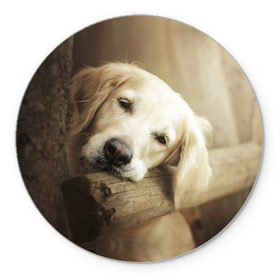 Коврик круглый с принтом Золотистый ретривер в Белгороде, резина и полиэстер | круглая форма, изображение наносится на всю лицевую часть | животное | золотистый ретривер | порода | собака