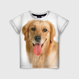 Детская футболка 3D с принтом Золотистый ретривер в Белгороде, 100% гипоаллергенный полиэфир | прямой крой, круглый вырез горловины, длина до линии бедер, чуть спущенное плечо, ткань немного тянется | животное | золотистый ретривер | порода | собака